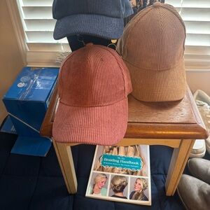 Corduroy Baseball Caps in Blue, Pink, and Tan